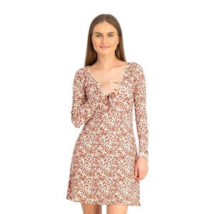Topshop Ditsy Animal Print Keyhole  V-Neckline With Bow Mini Dress Size …